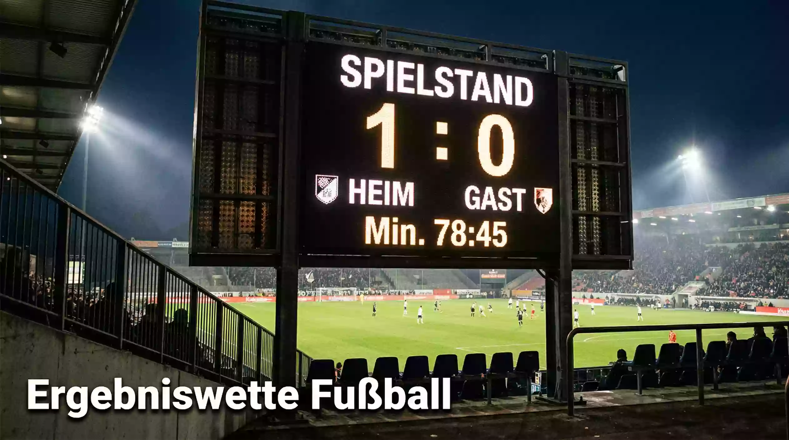 Ergebniswette Fußball – Anzeigetafel mit Spielstand im Stadion