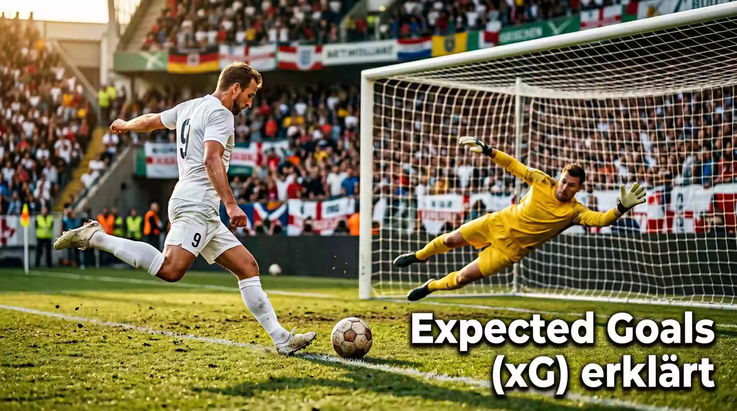 Expected Goals erklärt – Fußballspieler beim Torschuss mit Schussposition