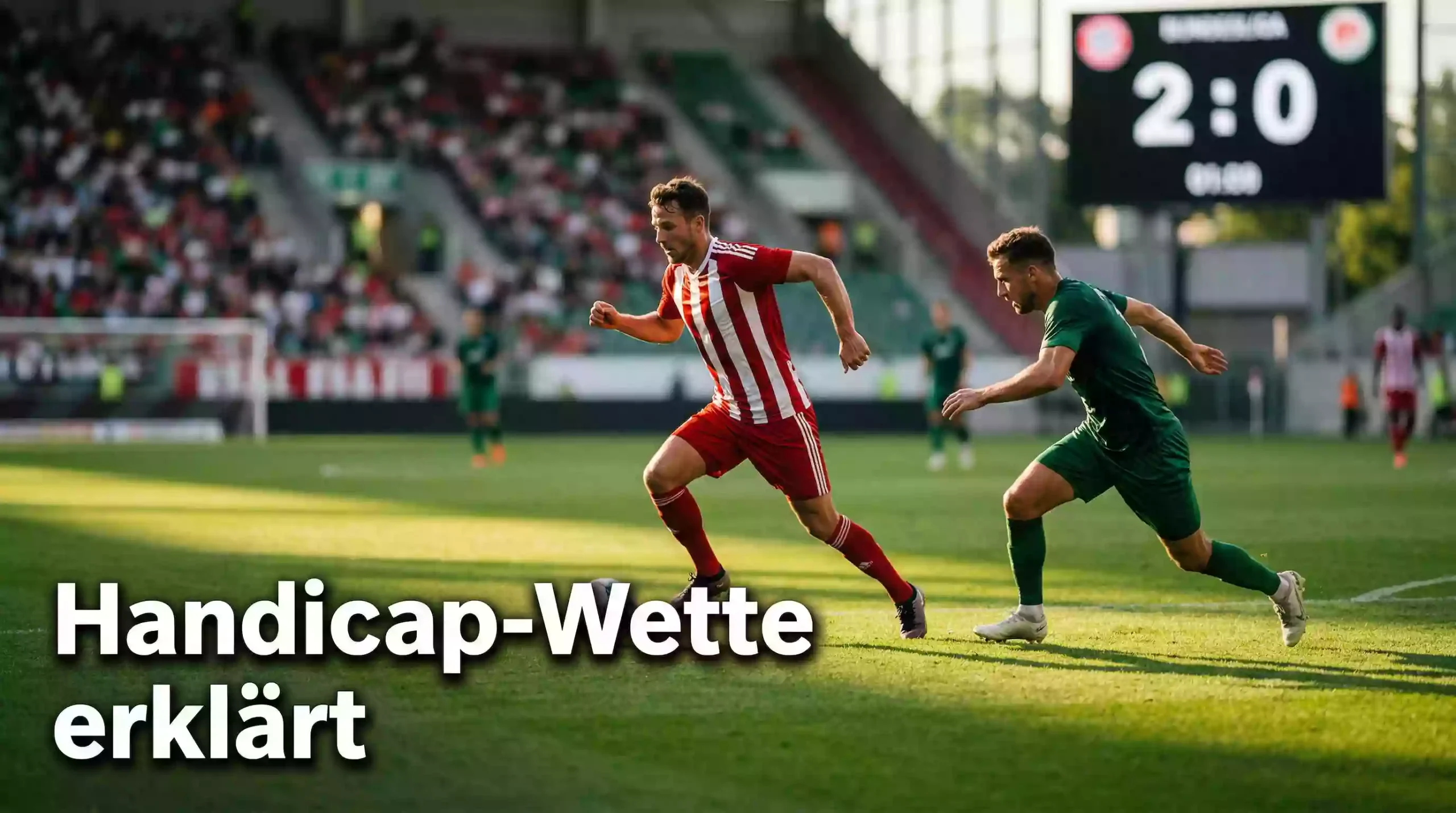 Handicap-Wette Erklärung – Fußballspieler auf dem Rasen mit Anzeigetafel