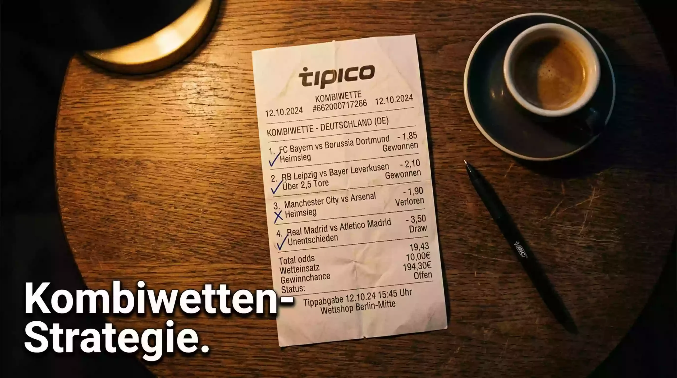 Kombiwetten-Strategie – Wettschein mit mehreren Auswahlen auf einem Tisch